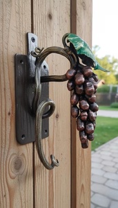 Manija de Puerta Tradicional de Hierro Forjado Resistente al Óxido, Fácil de Instalar, con Motivo de Vid, Accesorio Decorativo para Portones - Product Image 6