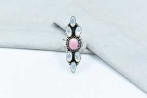 Natural Pink Conch Pearl Sterling Silver <b>Adjustable</b> <b>Ring</b> Handmade Gemstone Jewelry for Women Wholesale - Product Image 5