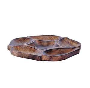 Customised Logo 2 Pieces Best Quality <b>Floral</b> Wooden Dry Fruit Tray Wholesale Price For Party Wedding Decorative Accent - Product Image 3