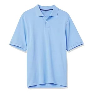 เสื้อเชิ้ตแขนสั้นสีฟ้าอ่อนสำหรับผู้ชาย ทรงปกติ สีพื้น ผ้าฝ้าย สตรีทแวร์ เจอร์ซีย์ 220 กรัม สวมใส่สบาย ระบายอากาศได้ดี ย้อมสีเรียบ - Product Image 1