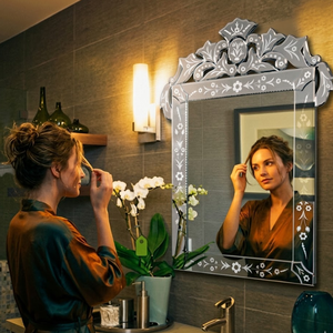 Miroir mural décoratif de style baroque vénitien de luxe |   Miroir d'appoint en verre de style antique pour salon, chambre et intérieurs d'hôtel - Product Image 4