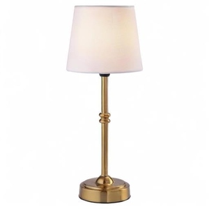 Classic Gold Metal <b>LED</b> <b>Table</b> Lamp Slim Modern Fabric Shade <b>Bedside</b> Light for Hotel Restaurant Office Desktop Home Decor - Product Image 2