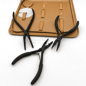 Kit professionnel de pinces à extensions de cheveux I-Tip noir mat avec crochets, perles, boîte, fils et aiguilles en C en acier inoxydable de qualité chirurgicale - Product Image 2