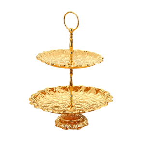 Soporte de pastel vintage de 2 niveles, soporte decorativo para pastel con diseño de pájaro, soporte para servir en blanco y dorado, perfecto para bodas y fiestas. - Product Image 6