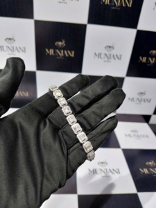 Bracelet Tennis de Luxe en Argent Sterling 925 avec Moissanite VVS Taille Émeraude, Testeur de Diamant Inclus, Maillons Halo pour Hommes et Femmes - Product Image 1