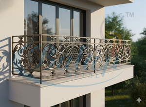 Balustrade en fonte moderne royale pour extérieur, garantie 5 ans, pour usage commercial et résidentiel haut de gamme, garde-corps décoratif robuste - Product Image 2