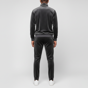 Conjunto Deportivo de Terciopelo Gris Sólido de Invierno de Primera Calidad Personalizado, Sudadera y Pantalones Deportivos para Hombre - Product Image 6