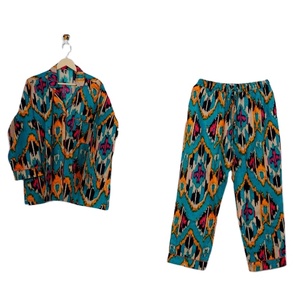 Conjunto de pijama floral indio 100% algodón estampado de bloque Conjunto de pijama ropa de noche dama de honor pantalones de algodón para mujer conjuntos de camisa - Product Image 1