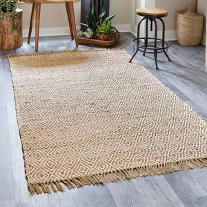 Rectangle Natural Modern Rectangle Woven Jute Fibre <b>Rug</b> <b>Rustic</b> Vintage Handmade Reversible Braided Customized Size Living Room - Product Image 4