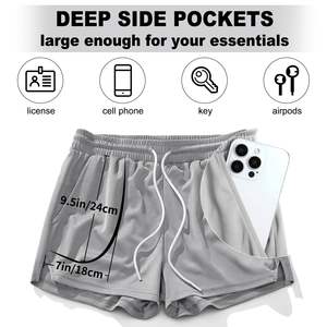 Pantalones Cortos Deportivos para Hombre, de Secado Rápido, para Gimnasio y Entrenamiento, con Forro y Bolsillos, Estilo Urbano - Product Image 4