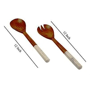 Juego de Cubiertos para Ensalada Verde, Madera Natural con 2 Espátulas, Utensilios Hechos a Mano Sostenibles - Product Image 1