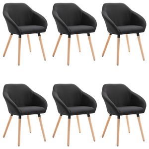 Set di 6 Sedie da Pranzo in Tessuto Nero e Legno Massello, Dimensioni Standard con Stile Elegante - Product Image 2