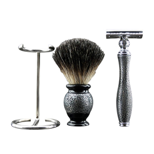 KOUNAIN Ensemble de Rasage Professionnel pour Salon de Barbier : Brosse à Raser, Support de Rasoir, Rasoir de Sécurité à Lame Unique avec Manche en Acier Inoxydable pour le Visage - Product Image 6