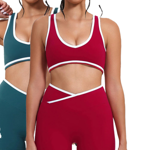 Seamless Nylon Spandex Racerback Plaid Sports Bra for Women High <b>Support</b> High for Fitness Training Yoga Activewear <b>Crop</b> <b>Top</b> - Product Image 4