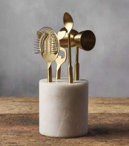 Kit de bar à cocktails en acier inoxydable avec support en marbre, accessoires de cocktail haut de gamme, organiseur de bar à domicile, ensemble de cocktail moderne - Product Image 6