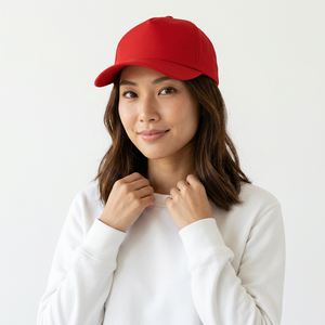 Casquette de baseball rouge à 6 panneaux, structurée, en sergé, unisexe, décontractée, pour adulte, couleur unie, à porter en toutes saisons - Product Image 5