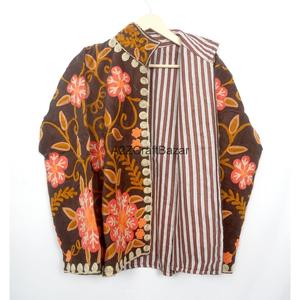 Floral Embroidery Cotrise <b>Jacket</b> Cotton Stripe Lining Handmade Winter Autumn Quick Dry Eco-Friendly Breathable - Product Image 3