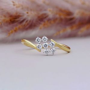 Floral Radiance <b>Diamond</b> Cluster Ring Solid Gold Luxury Design with Natural Fancy <b>Diamonds</b> Unisex Jewelry - Product Image 1
