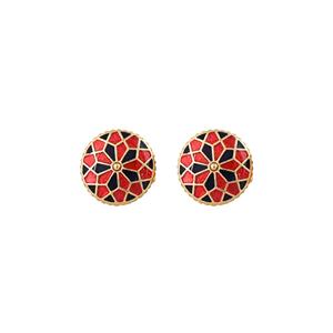 Luxury Gold Plated Red Black Enamel Round Cufflinks for Men Geometric Formal Shirt <b>Accessories</b> <b>Wedding</b> Business Gift Cuff Links - Product Image 2