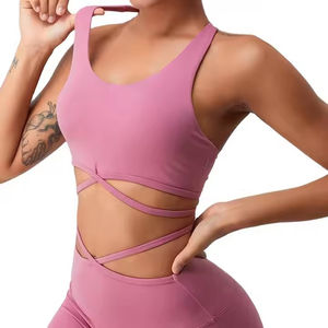 Soutien-gorge de sport haute performance pour femme, très élastique, pour yoga, fitness, gym, entraînement, couleur unie, avec logo personnalisé - Product Image 2