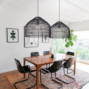 Woven Rattan Pendant Light Handmade Natural Rattan Lampshade Ceiling Hanging Light Fixture Boho Home Decor Wholesale - Product Image 1