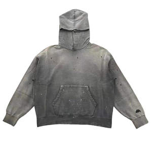 Sweat à capuche épais sans cordon, personnalisé, pour homme, effet vieilli, coupe oversize, uni, délavé à l'acide, style vintage - Product Image 6