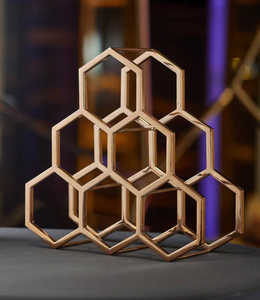 Modern geometric metal wine <b>rack</b> gold finish bottle holder countertop wine <b>storage</b> stand for home bar <b>kitchen</b> decor - Product Image 2