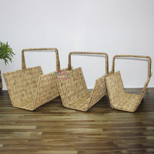 Artex Dong Thap Rustic Woven Firewood <b>Basket</b> Set 3-Piece Rectangle Classic Style <b>Wood</b> Storage <b>for</b> <b>Fireplace</b> - Product Image 2