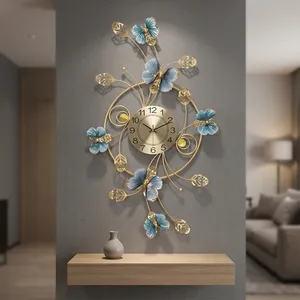 Décoration murale en métal avec horloge murale pour salon |   Horloge murale décorative en métal |   Sculpture murale moderne - Product Image 6