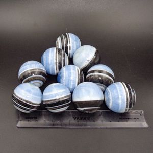 Sphère d'Opale Bleue Naturelle, Boule de Cristal de Guérison, Pierre Polie, Méditation, Reiki, Amour, Décoration d'Intérieur, Luxe, Feng Shui, Rayée - Product Image 5