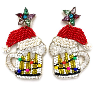 Handcrafted Christmas Tree <b>Drop</b> Elegant Seed Bead Embroidery Holiday Jewelry with Diamond Pearl for Festive Gifts BY MULTI CRAFT - Product Image 4