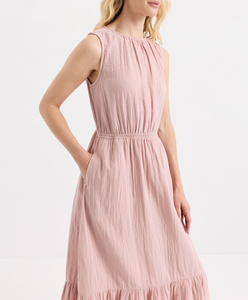 Cotton Tiered Ruffle Midi <b>Dress</b> Crew Neck Women Summer Elegant Casual <b>Dresses</b> Women's Daily Wear Loose Fit Midi <b>Dress</b> - Product Image 2