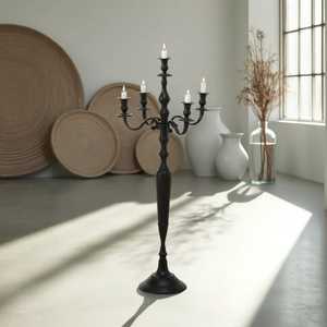 Shelf Styling <b>Black</b> Five Arm <b>Candelabra</b> Candle Holder Durable Home Decoration Stand - Product Image 1