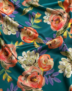 Printed 100% Polyester Eco-Friendly Quick-Dry Floral Woven Satin <b>Fabric</b> Medium <b>Weight</b> Shrink Resistant Girls Bedsheets Dresses - Product Image 4