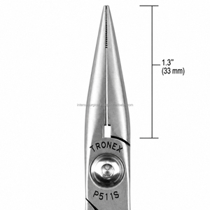 Pince à bec long Tronex, à mâchoires lisses et pointes dentelées, en acier inoxydable, outil de précision pour la fabrication de bijoux P511S, vente en gros OEM - Product Image 5