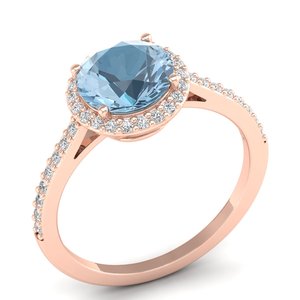 REYES <b>Statement</b> 925 Sterling <b>Silver</b> GRA Certified Moissanite Birthstone <b>Ring</b> For Women Round Cut 1.75Ct Aquamarine Gemstone <b>Ring</b> - Product Image 2