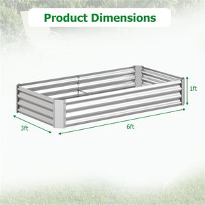 Galvanized Steel 6x3x1 Ft Raised Garden Bed Outdoor Planter Box for <b>Vegetables</b> Flowers Herbs-Flower <b>Pots</b> & Planters - Product Image 4