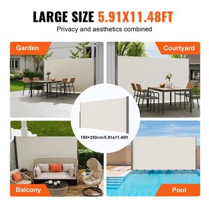 71''x 138'' Beige Retractable Side Patio <b>Screen</b> Outdoor Water-Proof 180g Polyester UV 30+ Room <b>Divider</b> Wind <b>Screen</b> Sun Shelter - Product Image 6