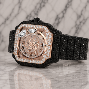 Montre bracelet pour homme de luxe, style hip-hop, entièrement sertie de diamants, en acier inoxydable, 20 mm, analogique, à quartz, avec bracelet glacé - Product Image 1