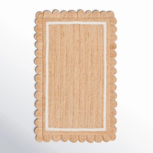 Alfombra Oriental Rectangular de Yute Trenzado Hecha a Mano con Patrón Geométrico, Base de Yute Antideslizante, Reversible, Apta para Mascotas, Baja Altura, Ideal para Picnic - Product Image 1