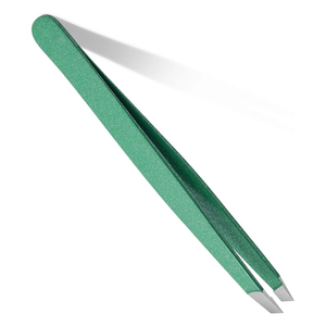 Pinzas para Cejas de Acero Inoxidable al por Mayor, Punta Inclinada, Estilo Moderno, Color Verde, para Maquillaje y Belleza - Product Image 5
