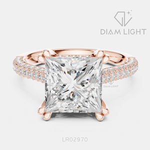 Bague de fiançailles en or blanc 14 carats avec diamant de laboratoire taille princesse 3,64 carats, couleur F+, clarté VS+, certifiée IGI, idéale pour un cadeau - Product Image 3