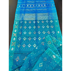Magnifique sari traditionnel Jamdani en coton imprimé numériquement, séchage rapide et protection solaire, idéal pour les mariages et toutes les saisons. - Product Image 4