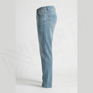 Jean en denim déchiré coupe droite pour homme, taille haute, coupe slim, en coton, style décontracté, collection printemps - Product Image 3