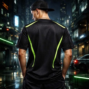 Camiseta Deportiva para Hombre, de Secado Rápido, Transpirable, con Detalles en Neón, para Entrenamiento en Gimnasio - Product Image 5