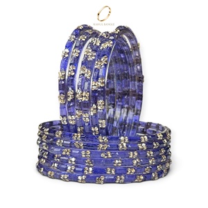 Bracelets en verre violet vibrant de style cachemire, ornés de cristaux de zircon, pour femmes, bijoux de mode indienne pour mariage, vente en gros - Product Image 3