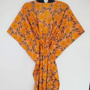 ชุดคาฟตันผ้าฝ้ายอินเดียทำมือ พิมพ์ลายดอกไม้ สวมใส่สบาย น้ำหนักเบา เหมาะสำหรับใส่ไปเที่ยวพักผ่อนสำหรับผู้หญิง - Product Image 1