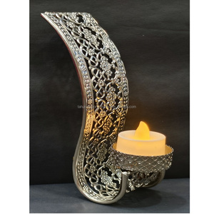Wall <b>Hanging</b> <b>Tea</b> <b>Light</b> Candle <b>Holder</b> Classic Decoration Silver Gold <b>Tea</b> <b>Light</b> Sconces Wall for Christmas Home Ramadan Decoration - Product Image 1