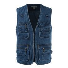 Gilet en jean bleu clair pour homme, style décontracté printemps/été, sans manches, vintage, avec doubles poches - Product Image 2