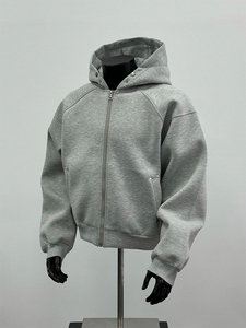 Men's Autumn/Winter Solid Casual Loose Fit <b>Long</b> Zipper-Up <b>Cardigan</b> Sweatshirt <b>Hoodie</b> with Worsted Fabric - Product Image 3
